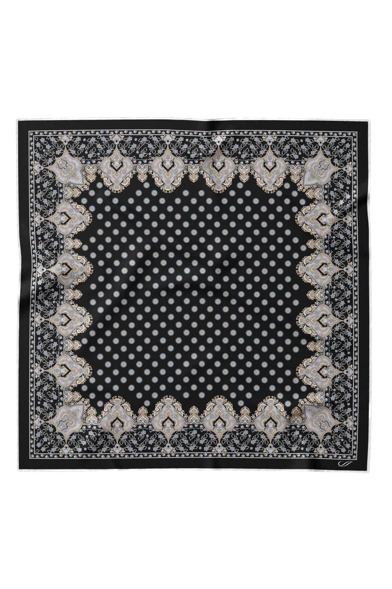 Filippo - Hand Rolled Silk Neckerchief for Men, Main, color, Black