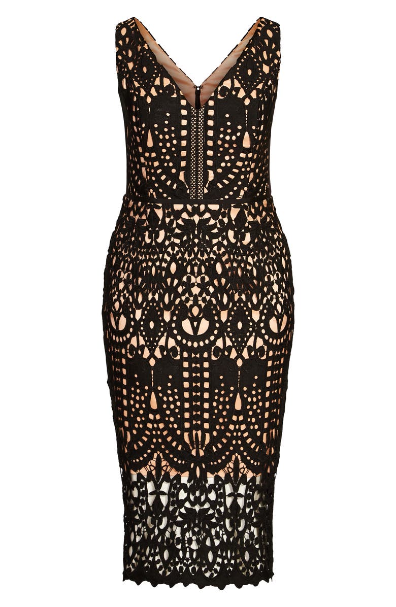 City Chic All Class Lace Overlay Sheath Dress, Alternate, color, Black