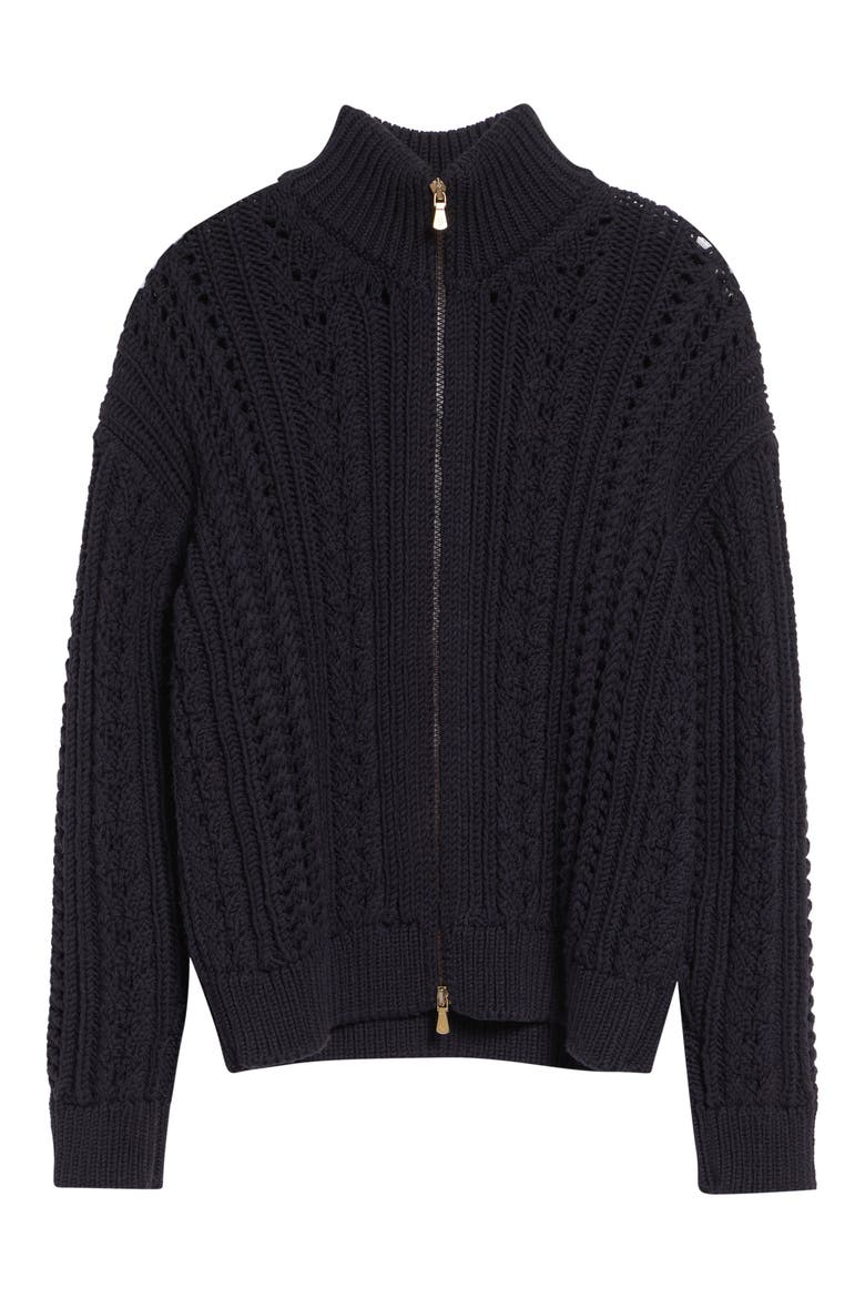 Wool Zip Cardigan, Alternate, color, 177 AMETHYST