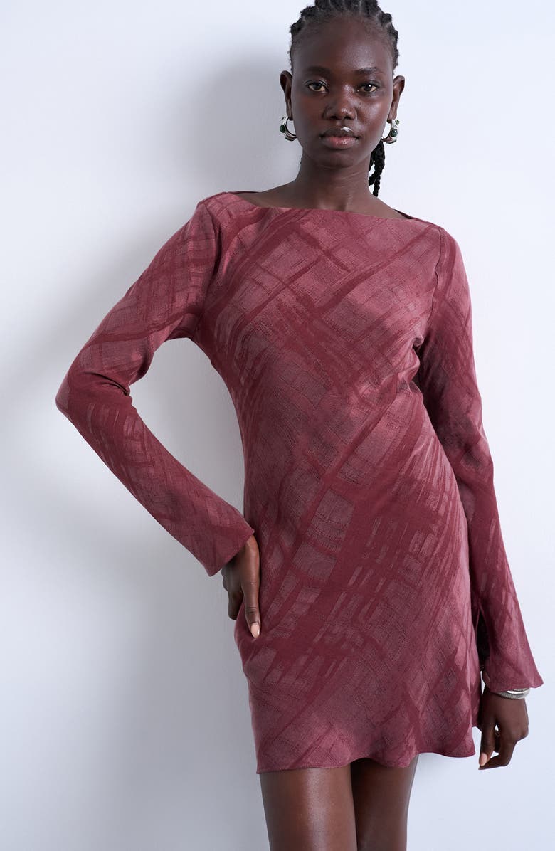 Topshop Abstract Print Long Sleeve Minidress, Alternate, color,