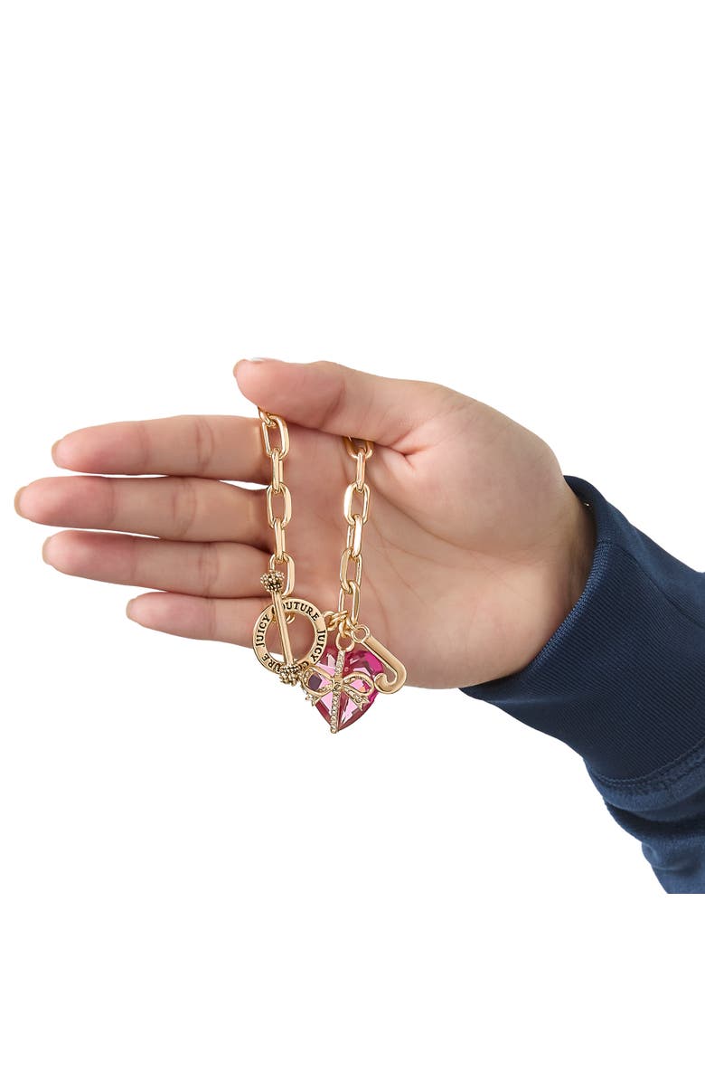 Juicy Couture Heart Stone & J Charm Bracelet, Alternate, color, Pink