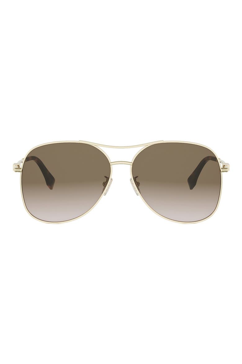 Fendigraphy 61mm Gradient Pilot Sunglasses, Main, color, SHINY ENDURA GOLD / BROWN