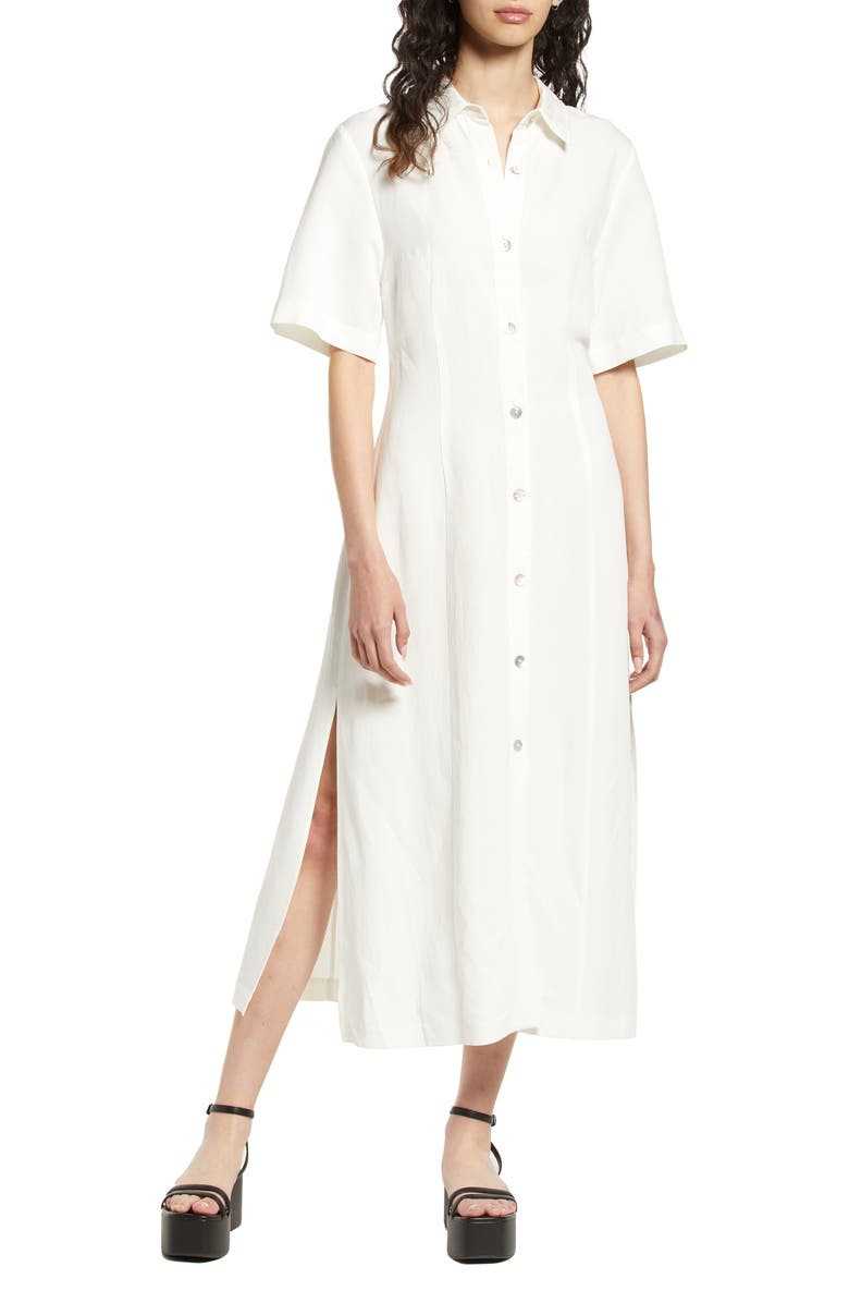 & Other Stories Shell Button Midi Shirtdress, Main, color,