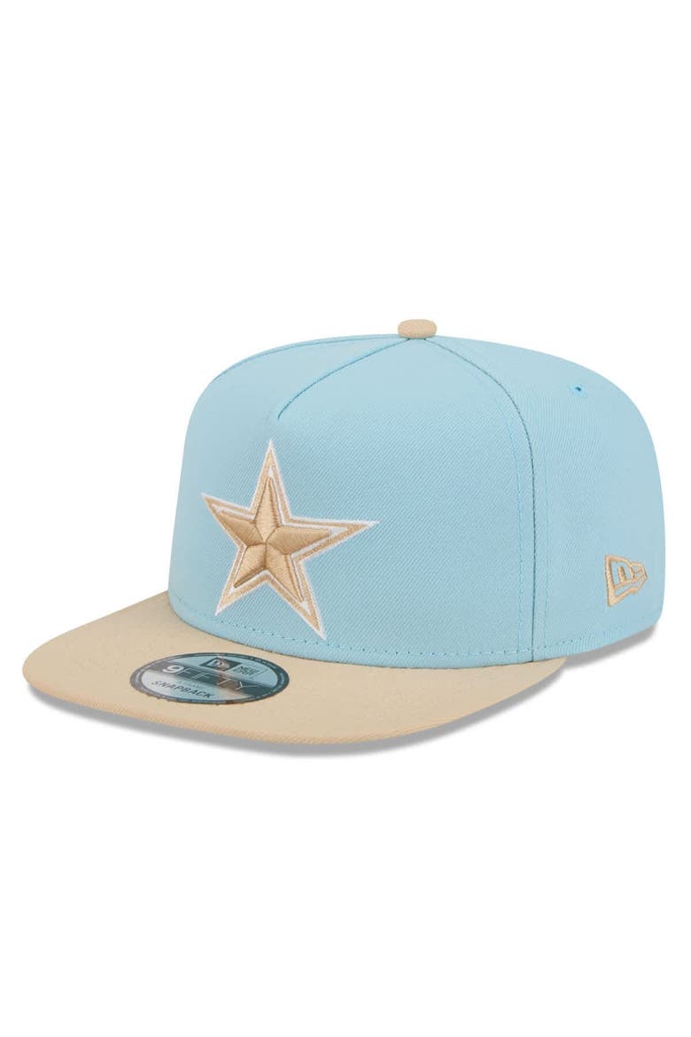 Men's New Era Light Blue/Brown Dallas Cowboys Two-Tone Color Pack A-Frame 9FIFTY Snapback Hat, Main, color, Light Blue