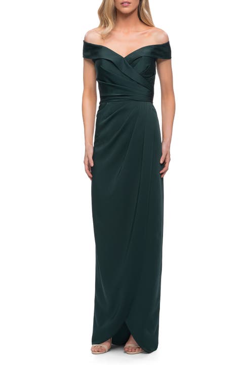 Long Jersey Dress with Ruching and Cap Sleeves