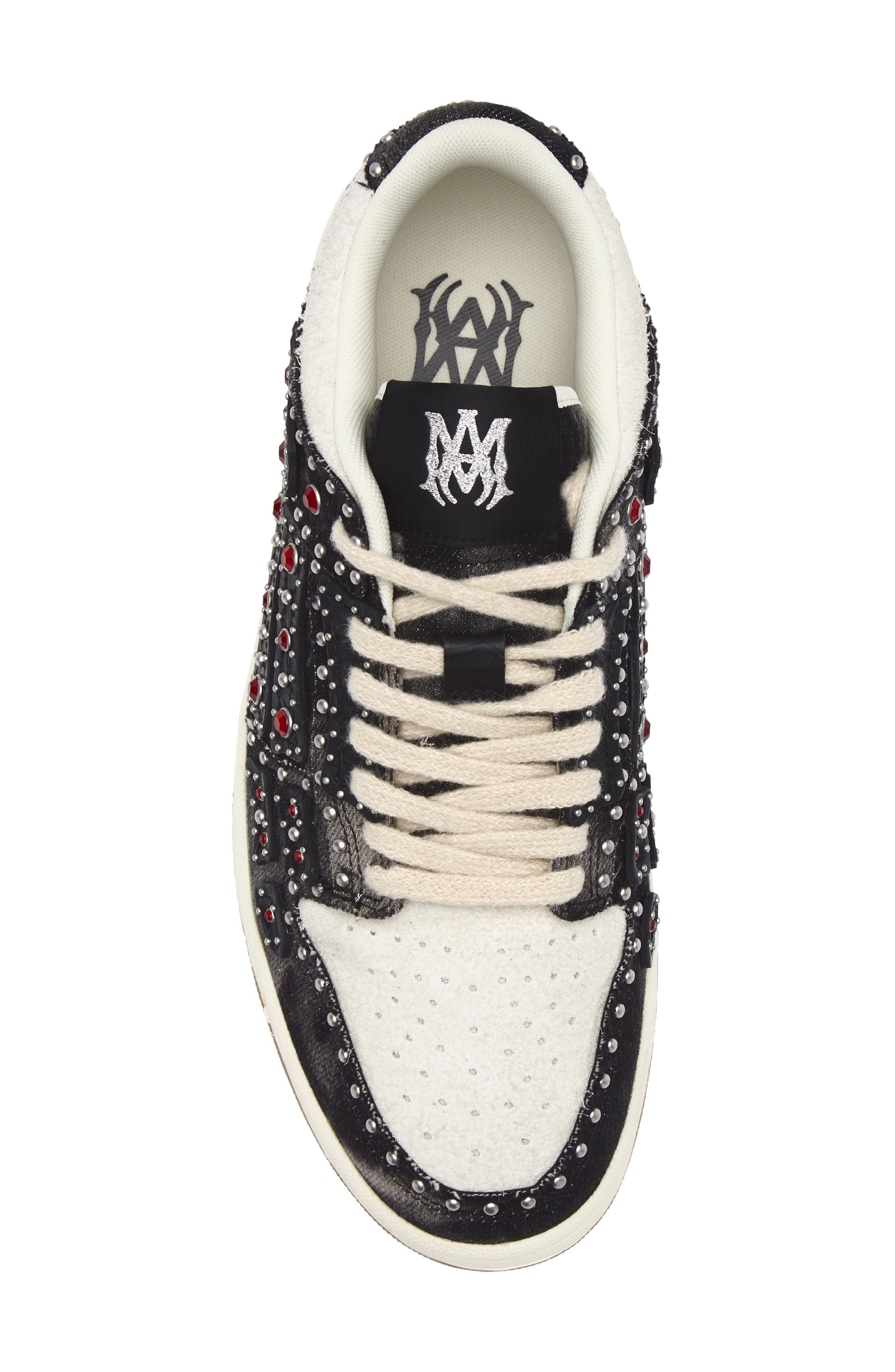AMIRI Studded Skeleton Low Top Sneaker, Alternate, color, Black