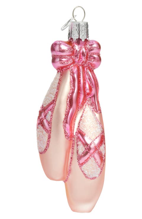 Ballet Toe Shoes Glass Ornament