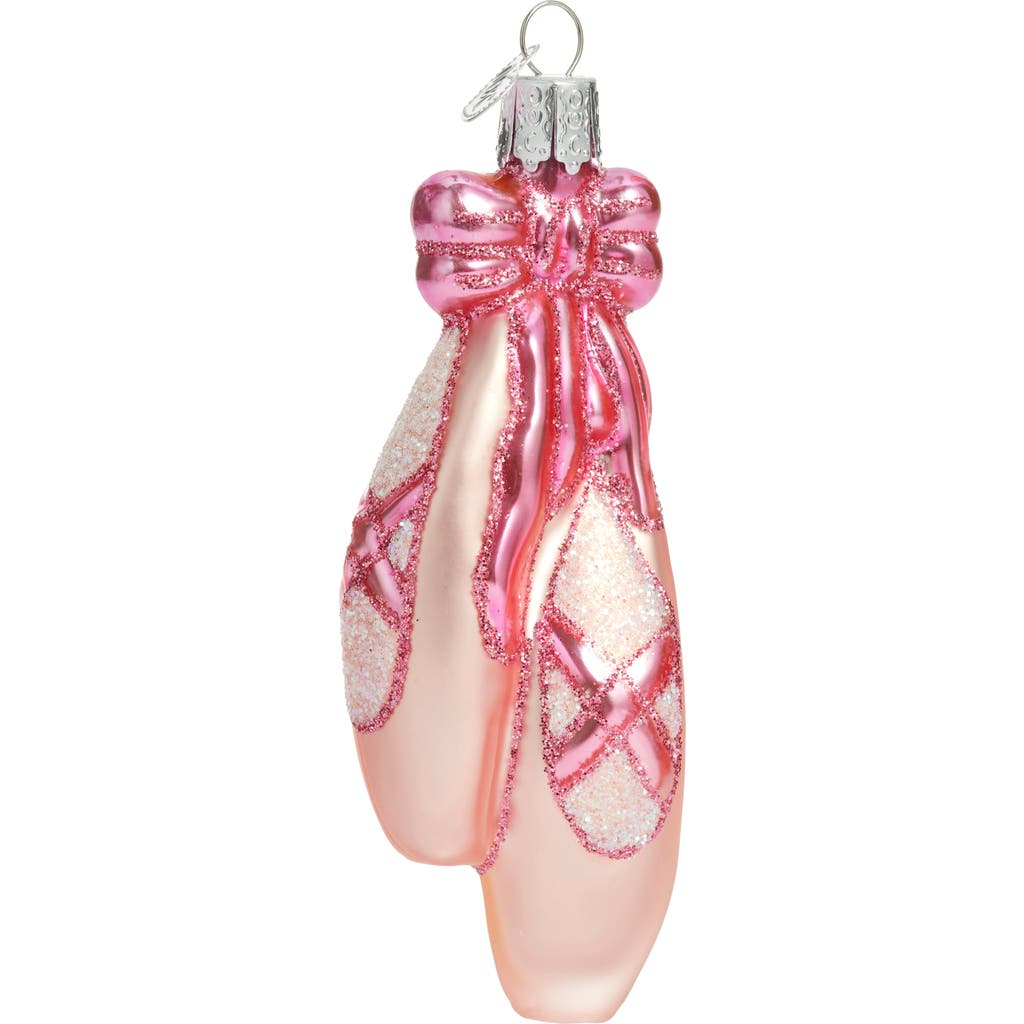 Old World Christmas Ballet Toe Shoes Glass Ornament In Pink