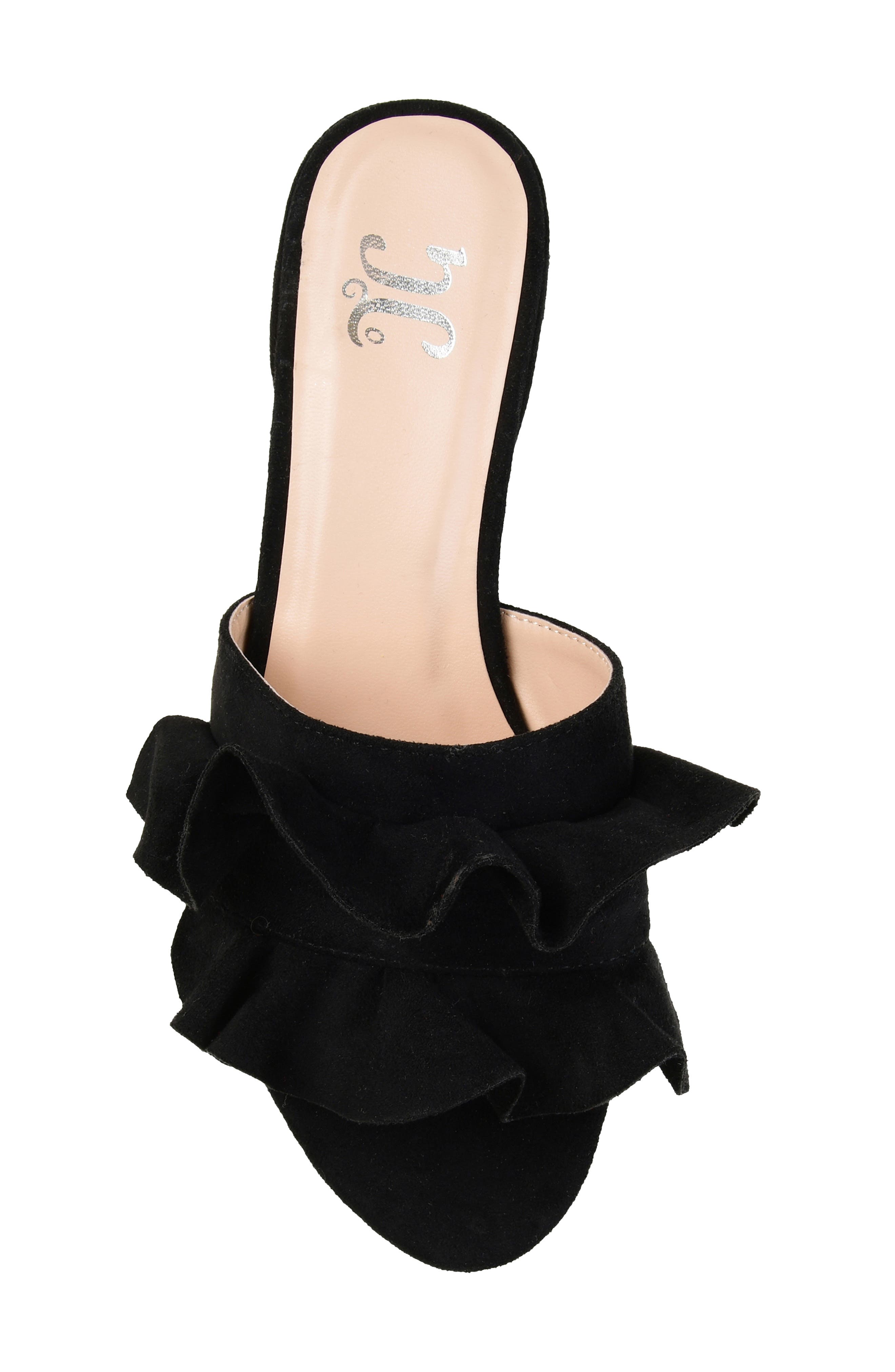 Journee Collection Sabica Ruffle Slide Sandal, Alternate, color, Black