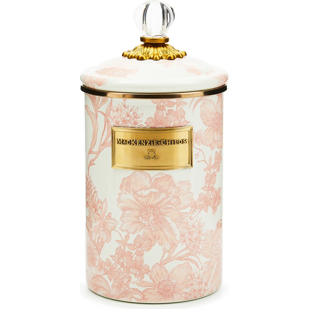 Mackenzie-childs Mackenzie Childs Rosy English Garden Large Enameled Steel Canister In Pink