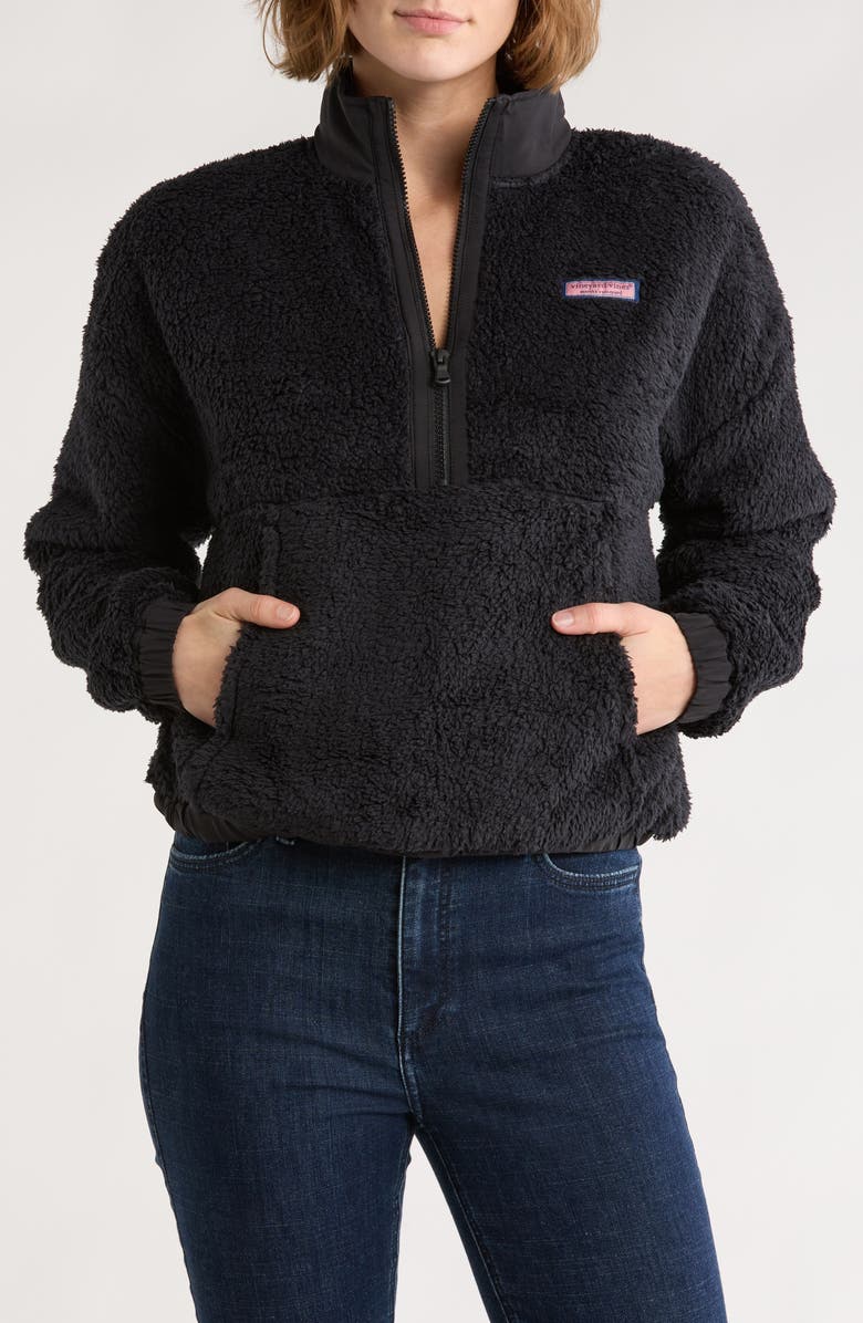 vineyard vines High Pile Fleece Pullover, Main, color, Jet Black