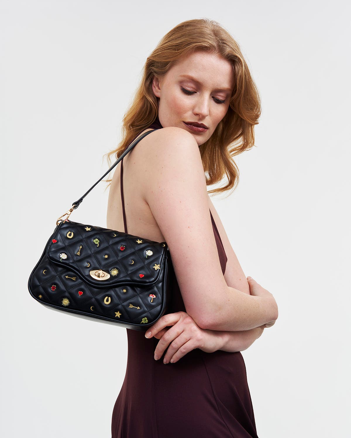 Fable England Mary Quilted Crossbody Clutch, Alternate, color, Black