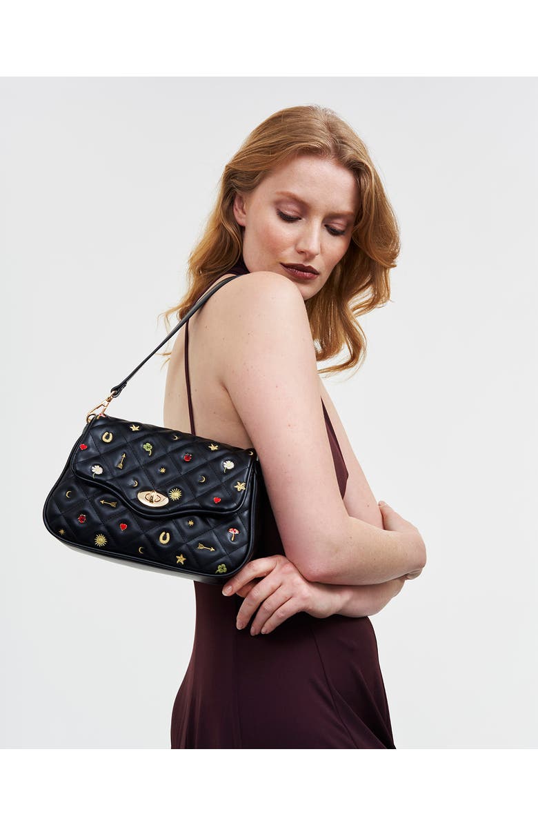 Fable England Mary Quilted Crossbody Clutch, Alternate, color, Black