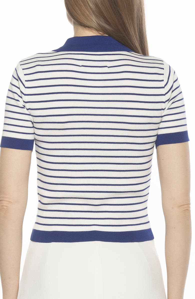 Alexia Admor Elani Knit Polo, Alternate, color, Ivory/ Navy