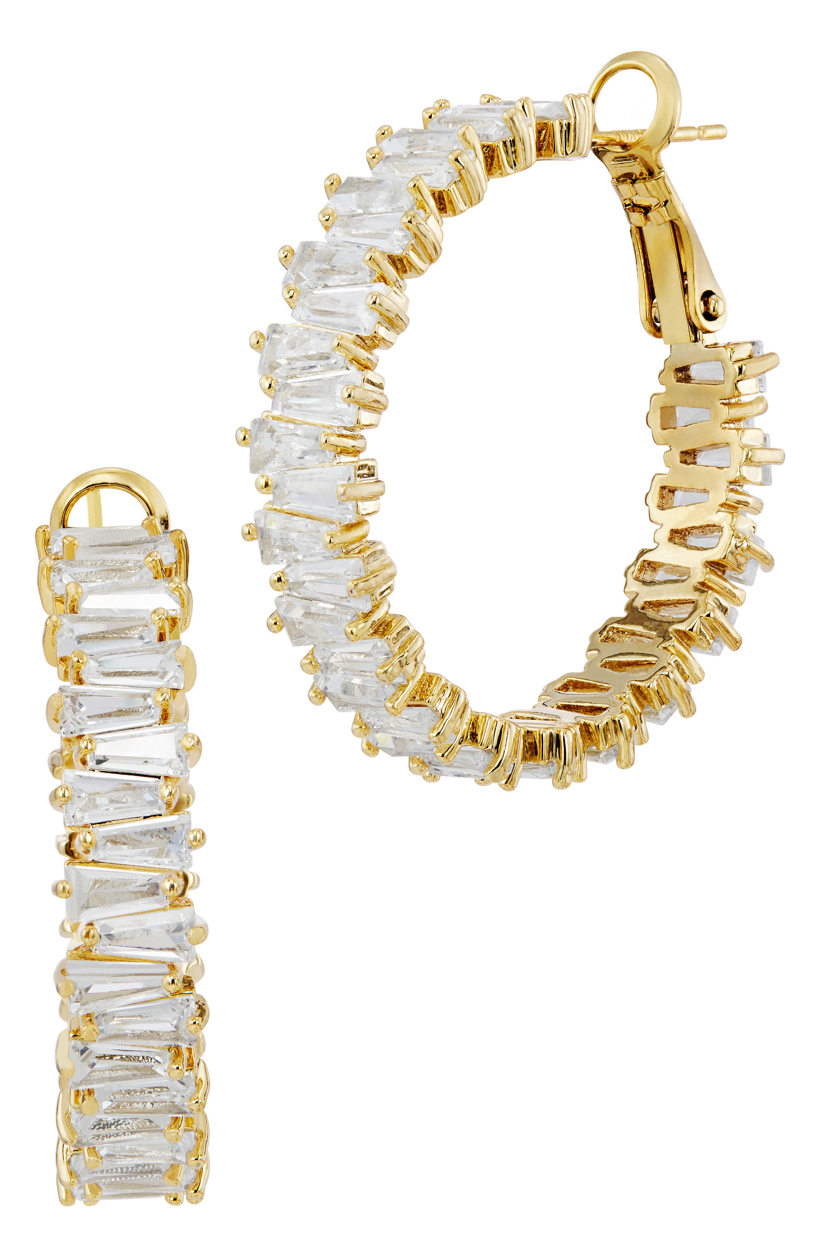 Baguette Cut Hoop Earrings