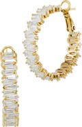 SAVVY CIE JEWELS Baguette Cut Hoop Earrings