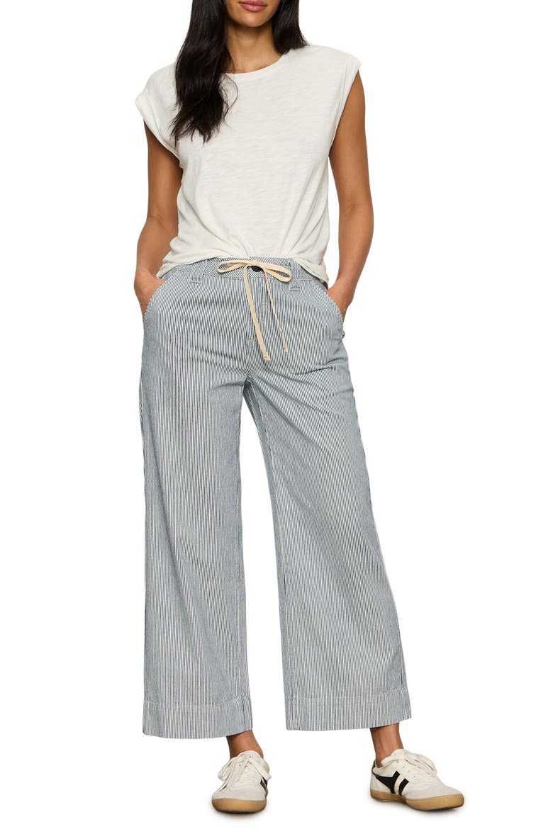 Lily Stripe Crop Pants, Alternate, color, YACHT BLACK/ STRIPE