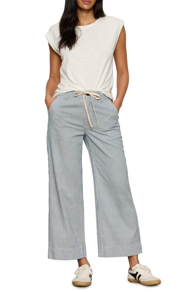 Sanctuary Lily Stripe Crop Pants, Alternate, color, Yacht Black/ Stripe
