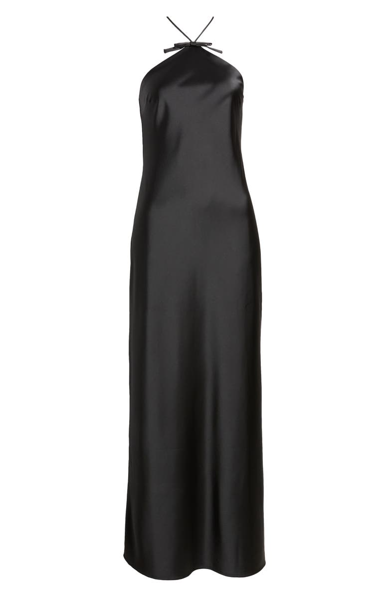 WAYF Araceli Halter Strap Satin Slipdress, Alternate, color, Black