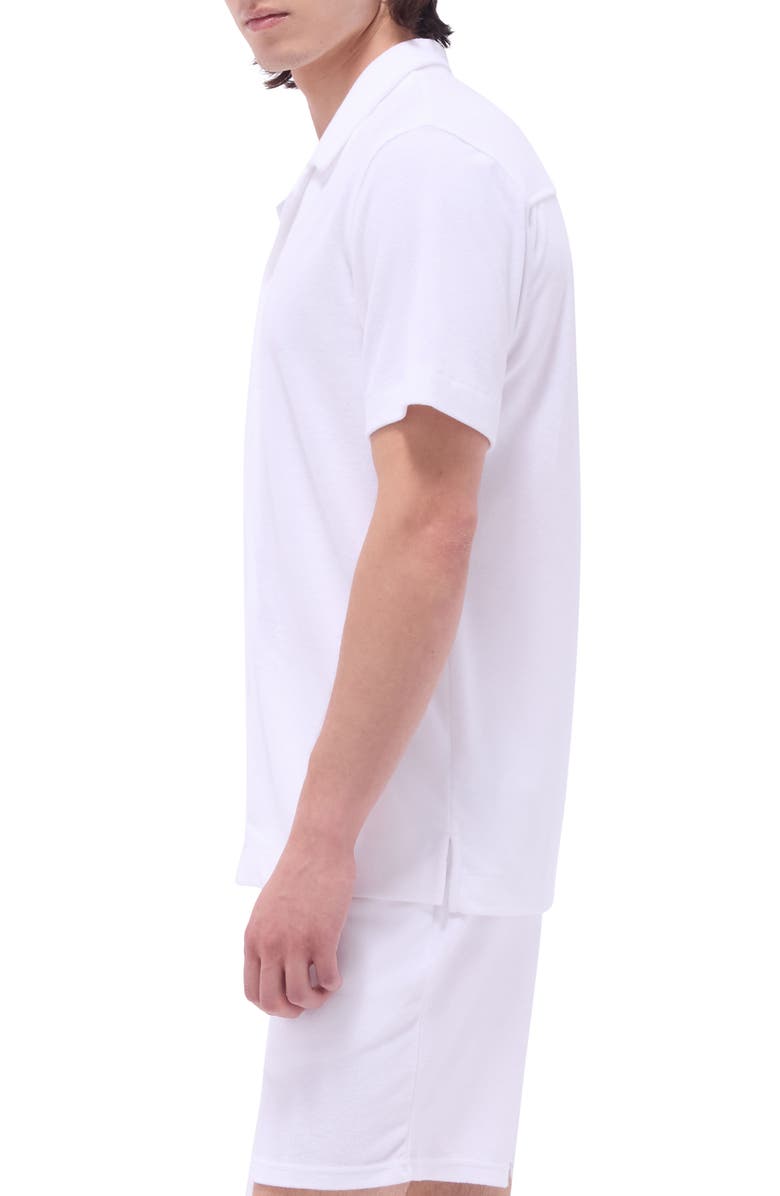 Bugatchi Terry Cloth Camp Shirt, Alternate, color, White