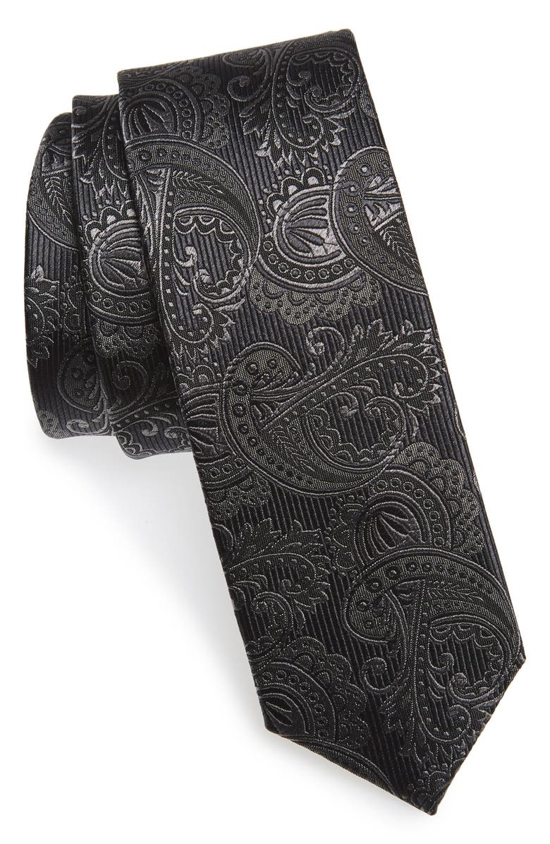 The Tie Bar Textured Paisley Silk Tie, Main, color, 