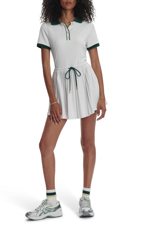 Varley Paloma Short-sleeve Court Mini Dress In White/forest