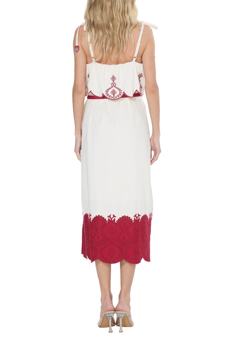 Nina Embroidered Scallop Sundress, Alternate, color, WHITE MULTI