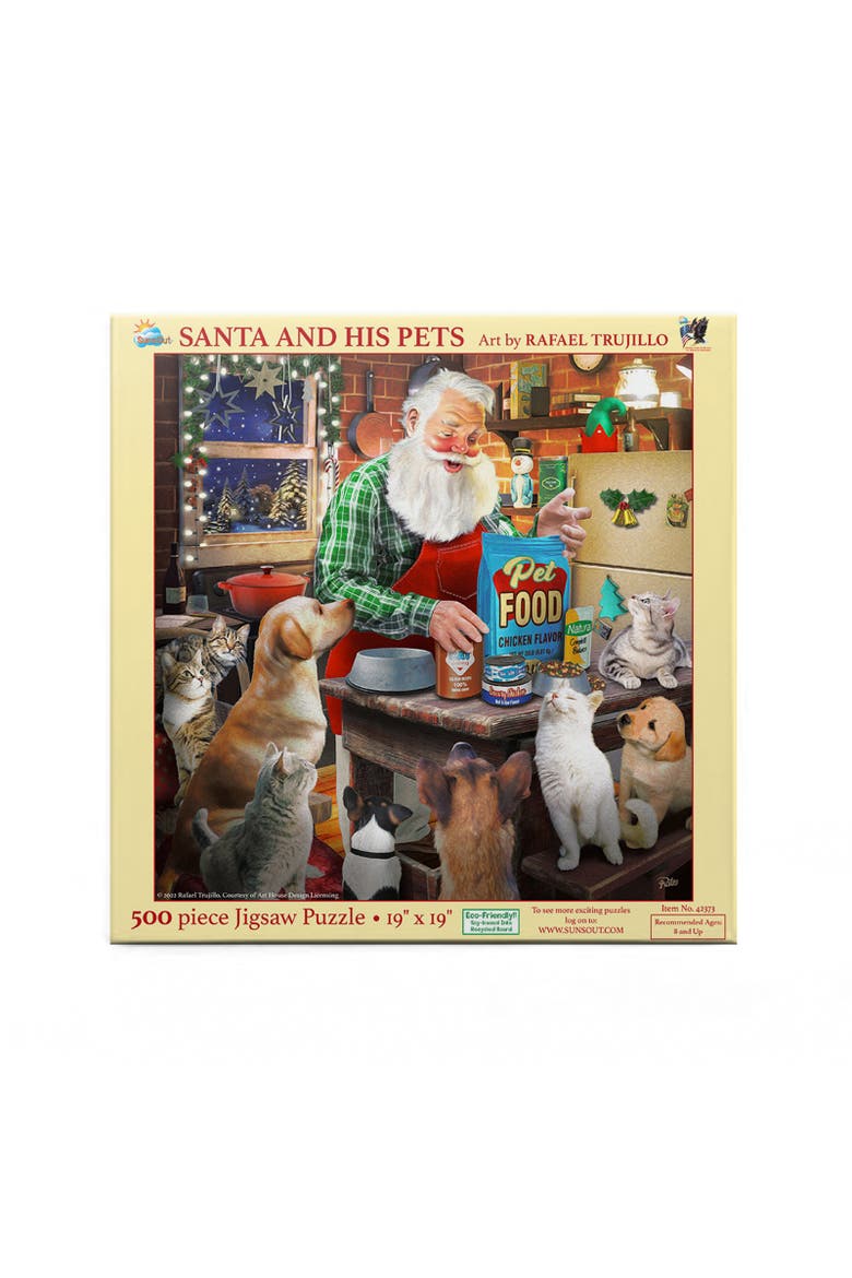 Santa and His Pets 500 piece Jigsaw Puzzle for Adults, Alternate, color, Multicolor
