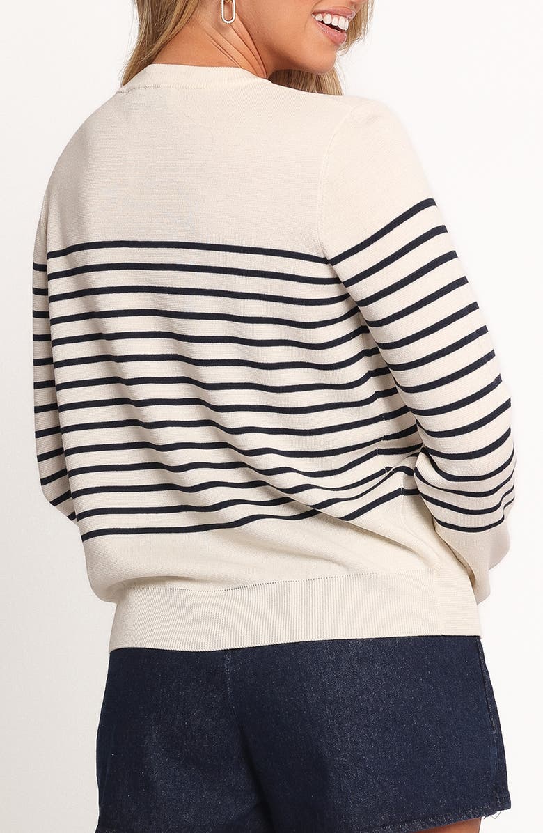 Petal & Pup Gavi Stripe Cardigan, Alternate, color, Off White/ Navy