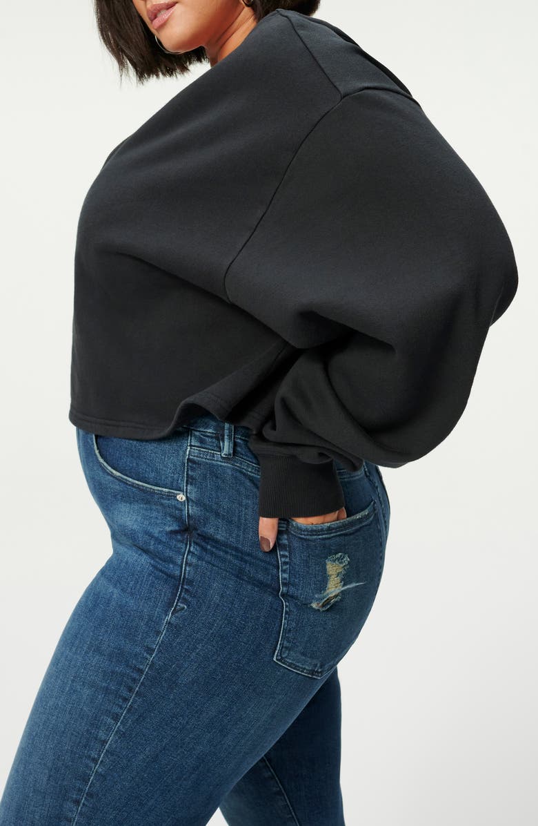 Good American Collarless Half Zip Sweatshirt, Alternate, color,