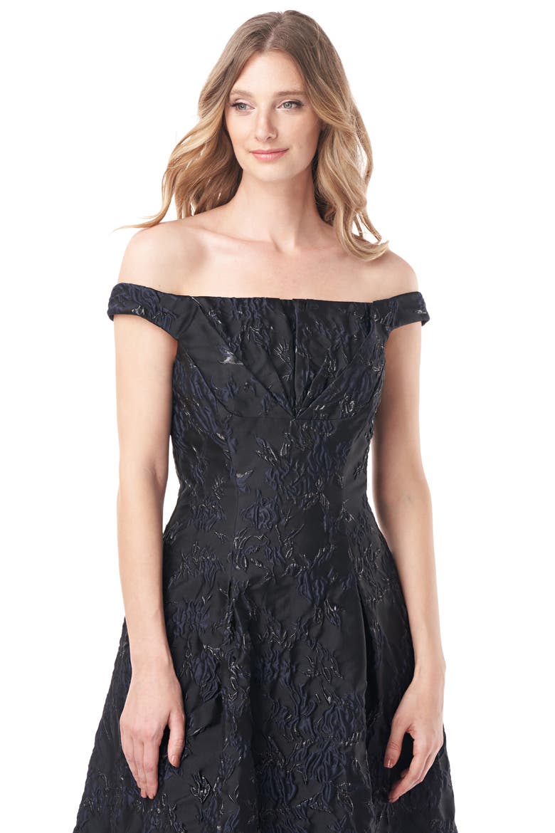 Carina Metallic Floral Brocade Cocktail Dress, Alternate, color, BLACK NAVY