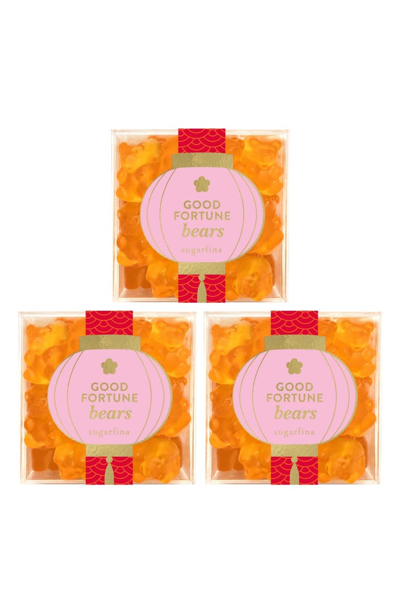 sugarfina Lunar New Year Set of 3 Good Fortune Bears Candy Cubes, Main, color, 