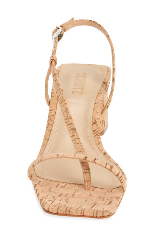 Schutz Heloise Cork Thong Slingback Sandals In Brown