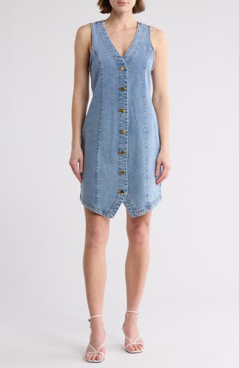 Vigoss Denim Buttoned Dress In Light Wash