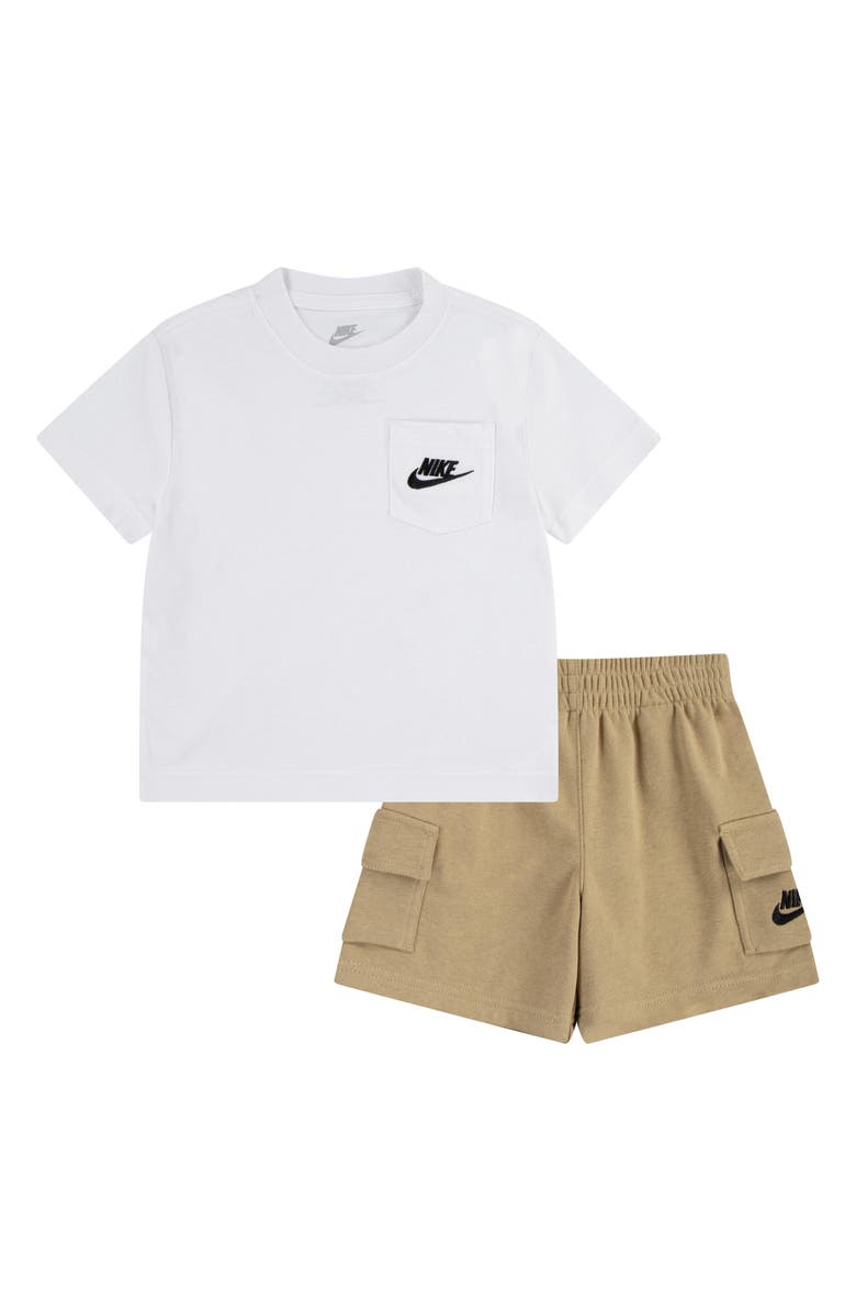 Nike Kids' Slub Pocket T-Shirt & French Terry Cargo Shorts Set, Main, color, Parachute Beige