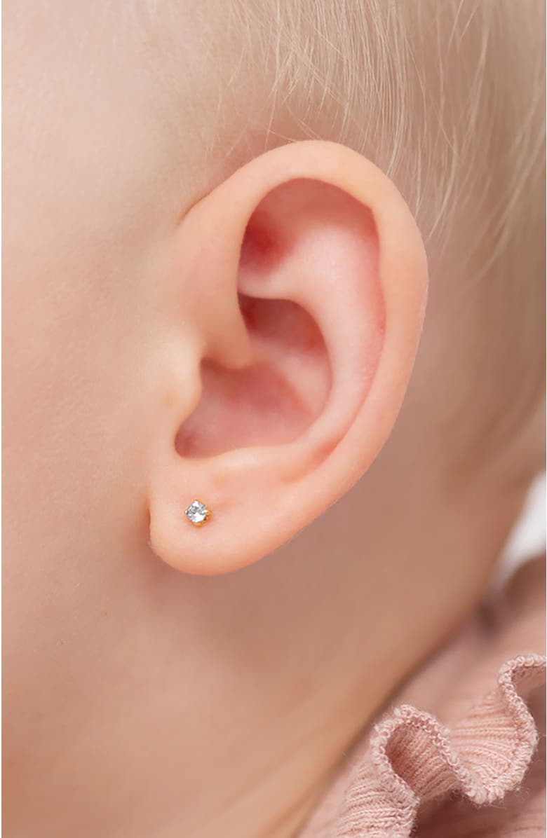 In Season Jewelry 14k 4 Prong Cubic Zirconia Solitaire Earrings, Alternate, color, Gold