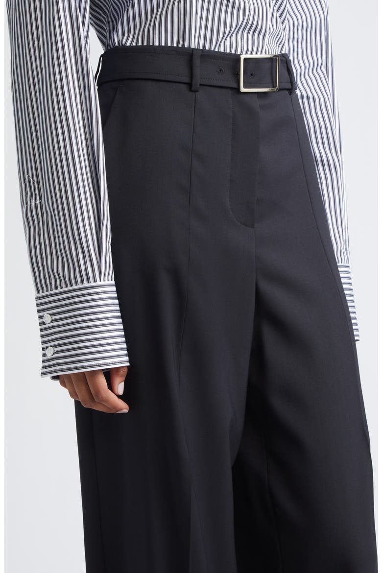 Abituro High Waist Wool Blend Wide Leg Pants, Alternate, color, BLACK