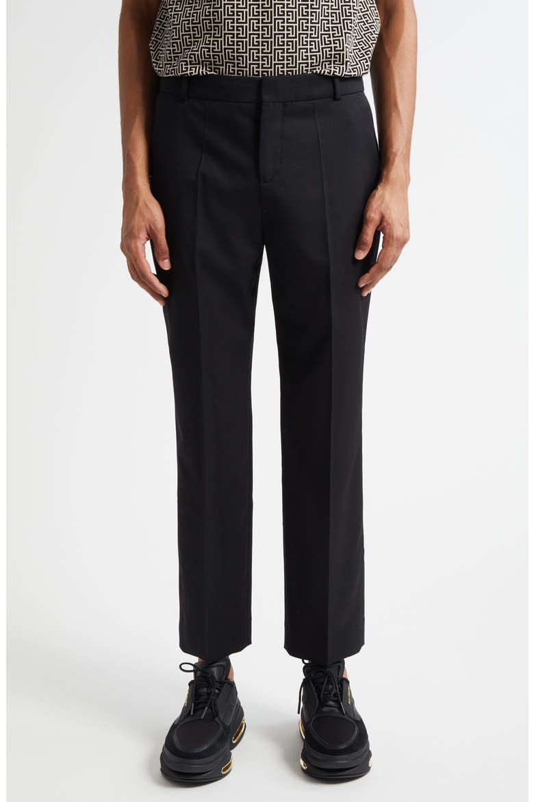 Tailored Straight Leg Wool Pants, Main, color, BLACK