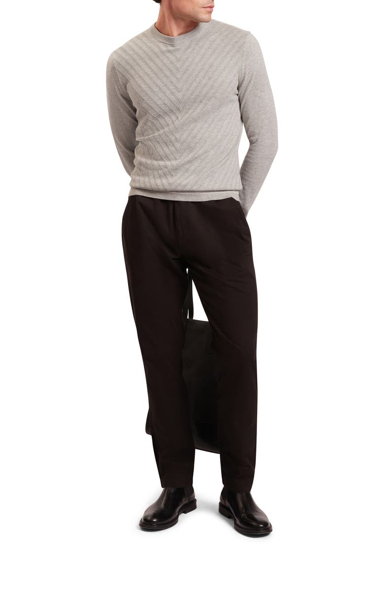 Ted Baker Corbin Chevron Texture Cotton & Wool Crewneck Sweater, Alternate, color, Light Grey