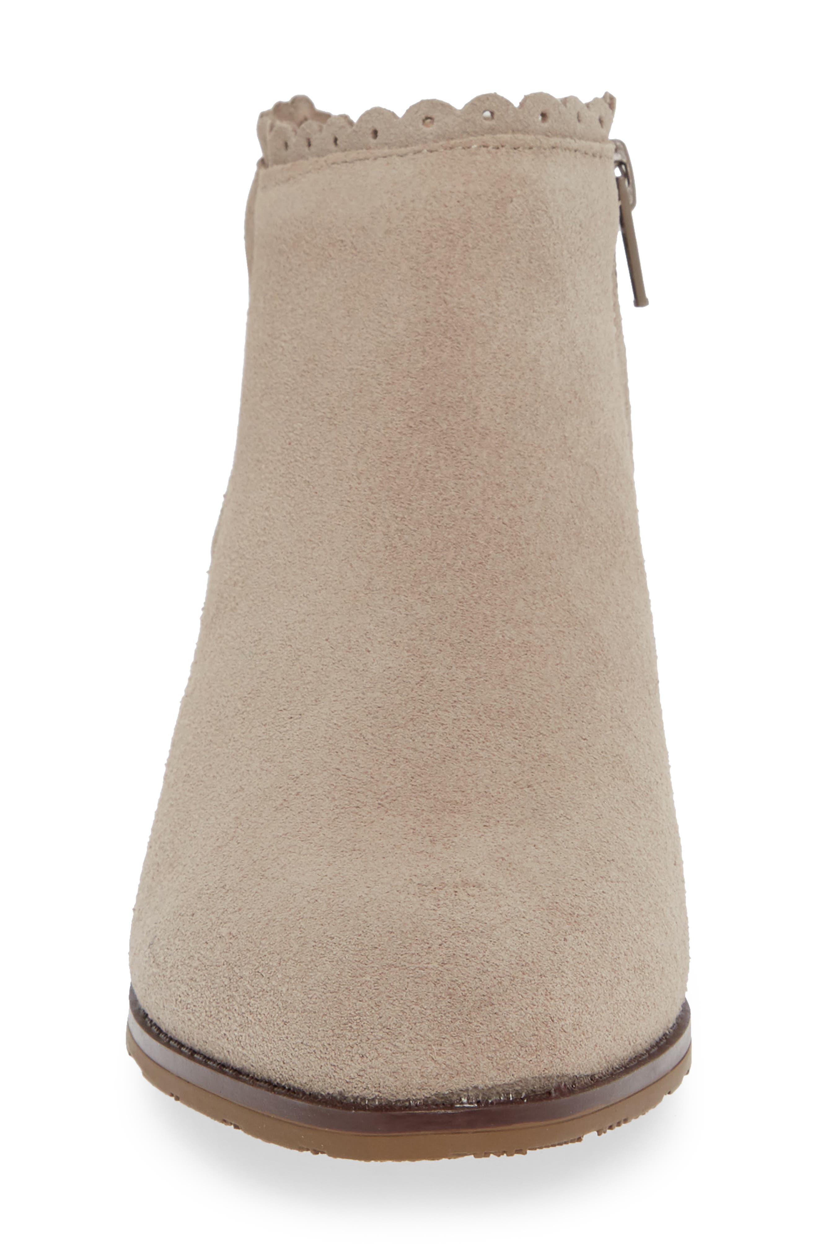 Scalloped Ankle Bootie, Alternate, color, DOVE GREY SUEDE