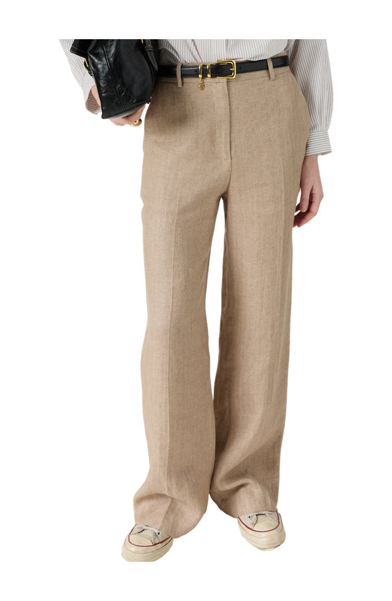 GERARD DAREL Abigail Wide Leg Linen Pants, Main, color, Sand