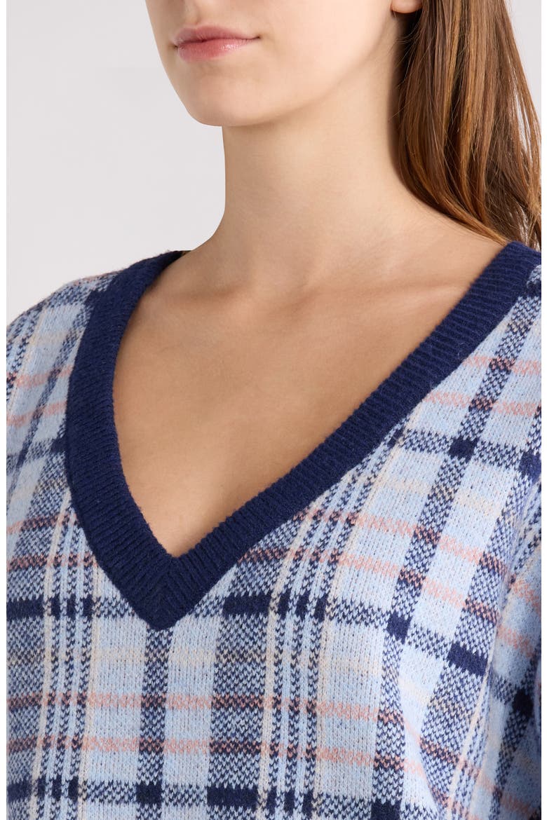 Eliza Plaid Sweater, Alternate, color, BLUE PLAID