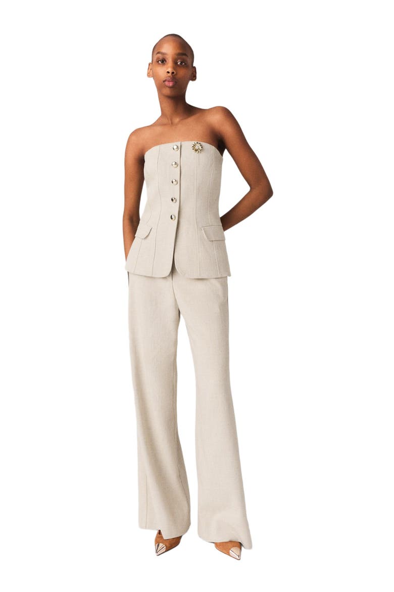 Tailored bustier top, Alternate, color, Beige