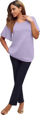 Jessica London Stretch Knit Flutter Sleeve Tunic