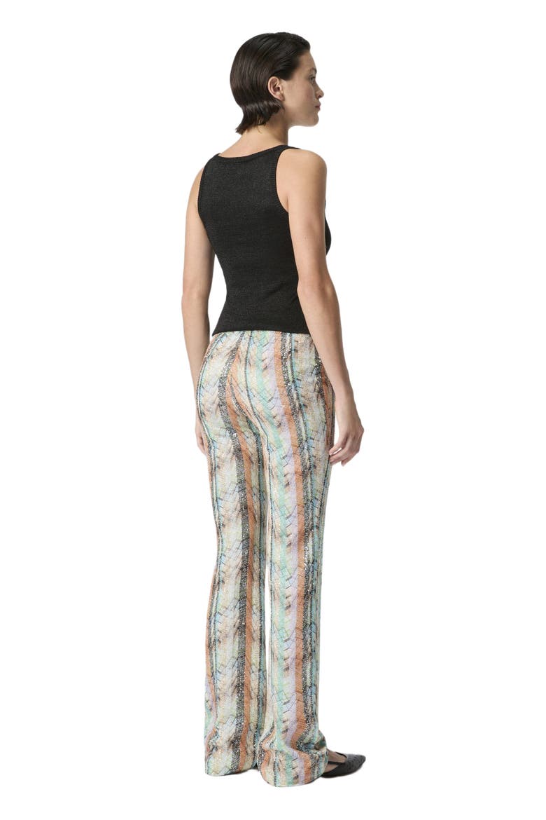 Flared Trousers In Viscose Lamé Blend With Multi-technique Knit, Alternate, color, Multicoloured
