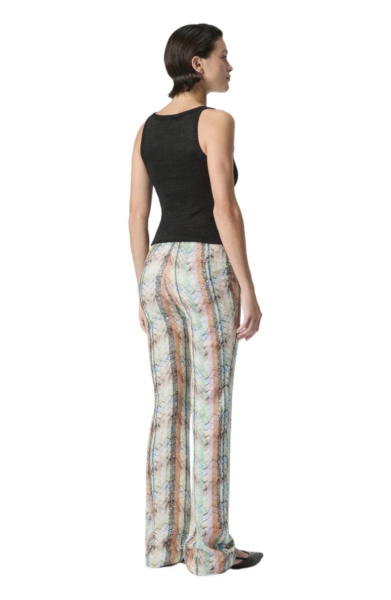 Missoni Multi-technique Mixed Viscose Lamé Flared Trousers, Alternate, color, Green& Brown