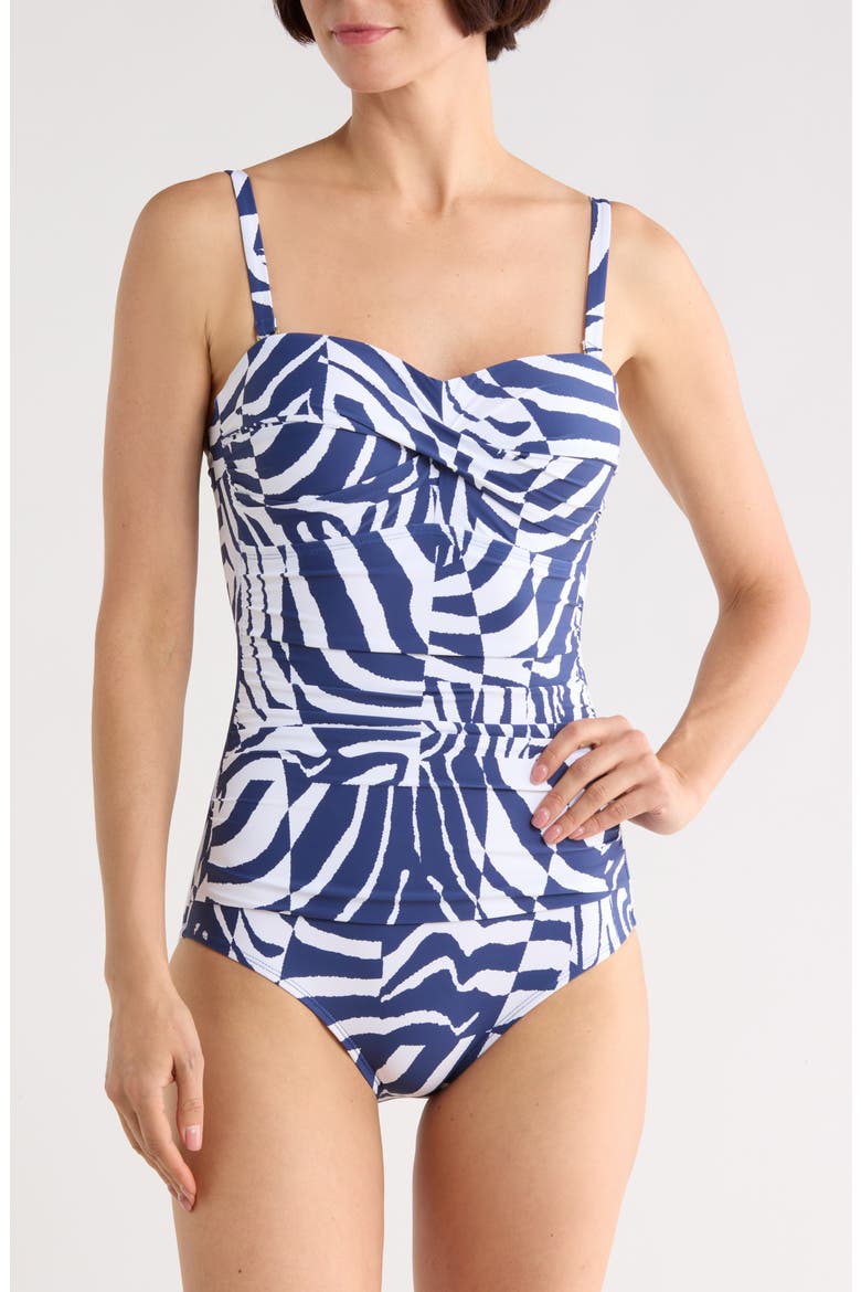 Flora Bandeau One-Piece Swimsuit, Alternate, color, PANTHEON BLUE