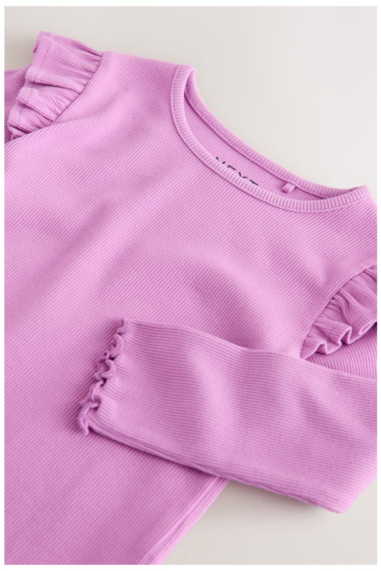 Kids' Frill Stretch Cotton Rib T-Shirt, Alternate, color, PURPLE