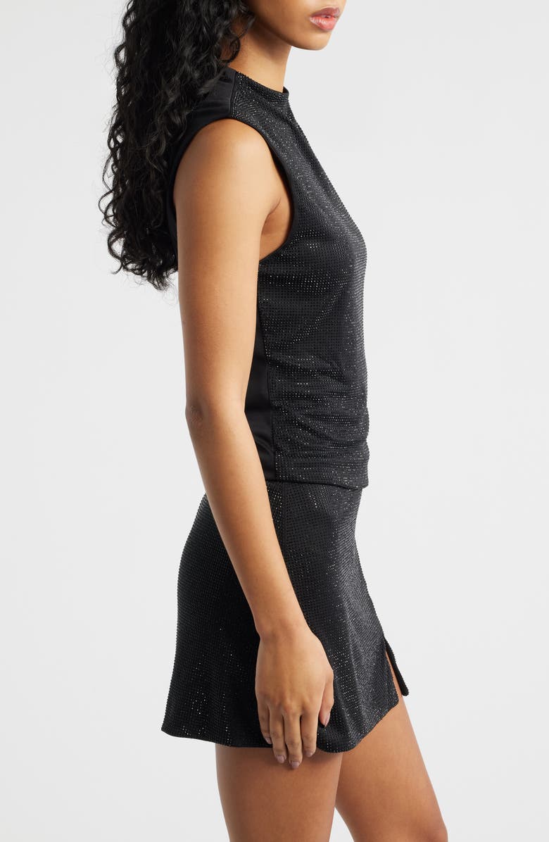 MANGO Rhinestone Sleeveless Knit Top, Alternate, color, Black