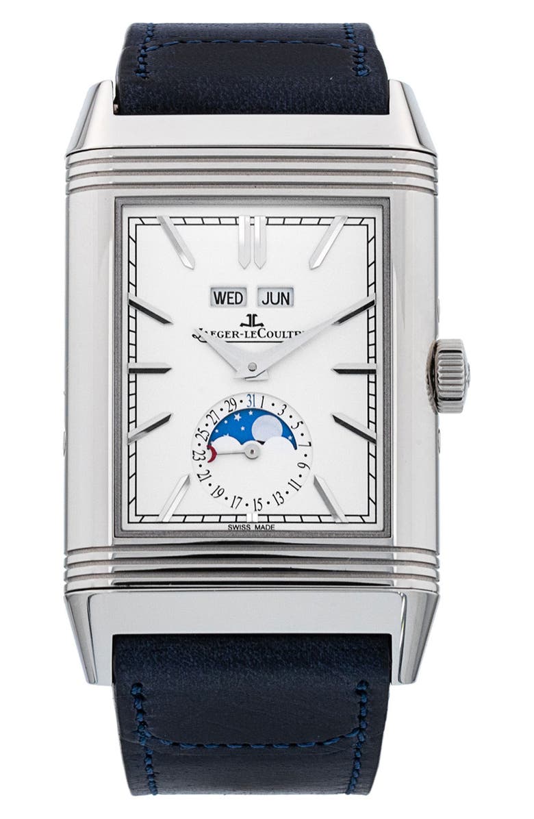 Watchfinder & Co. Jaeger-LeCoultre Preowned 2022 Reverso Tribute Duoface 3918420 Leather Strap Watch, 49.4mm x 29.9mm, Main, color, 